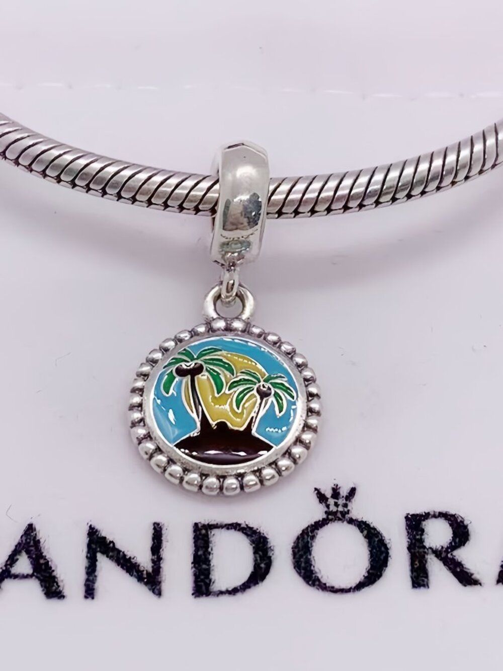 PANDORA Engraving Palmeras y Cocos Dangle Charm